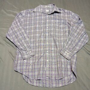 L PETER MILLAR L Purple Plaid Shirt Cotton Executive-Minimalist Quiet-Luxury L